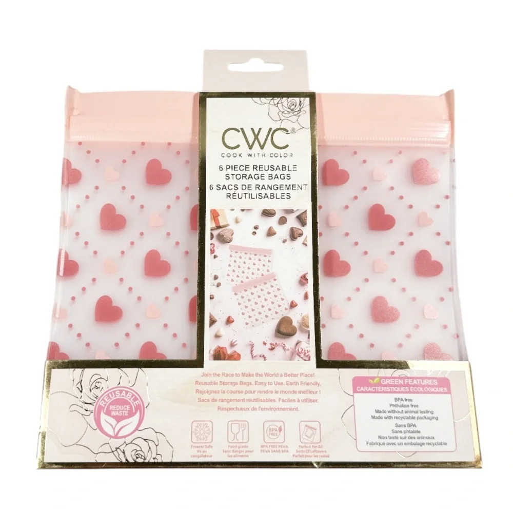 New CWC PINK HEART Reusable Storage Bags